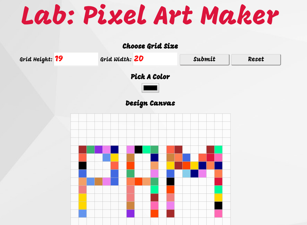 Pixel Art Maker Project